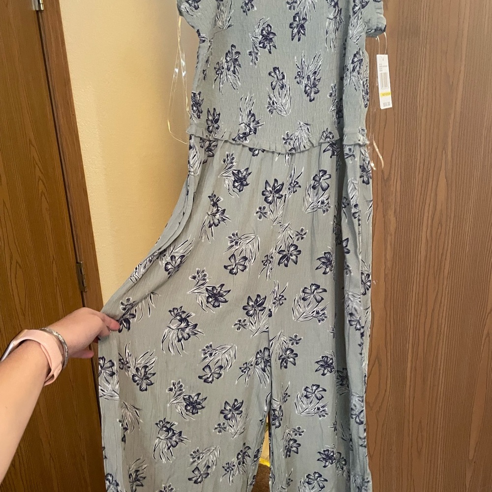 Sage green floral jumpsuit